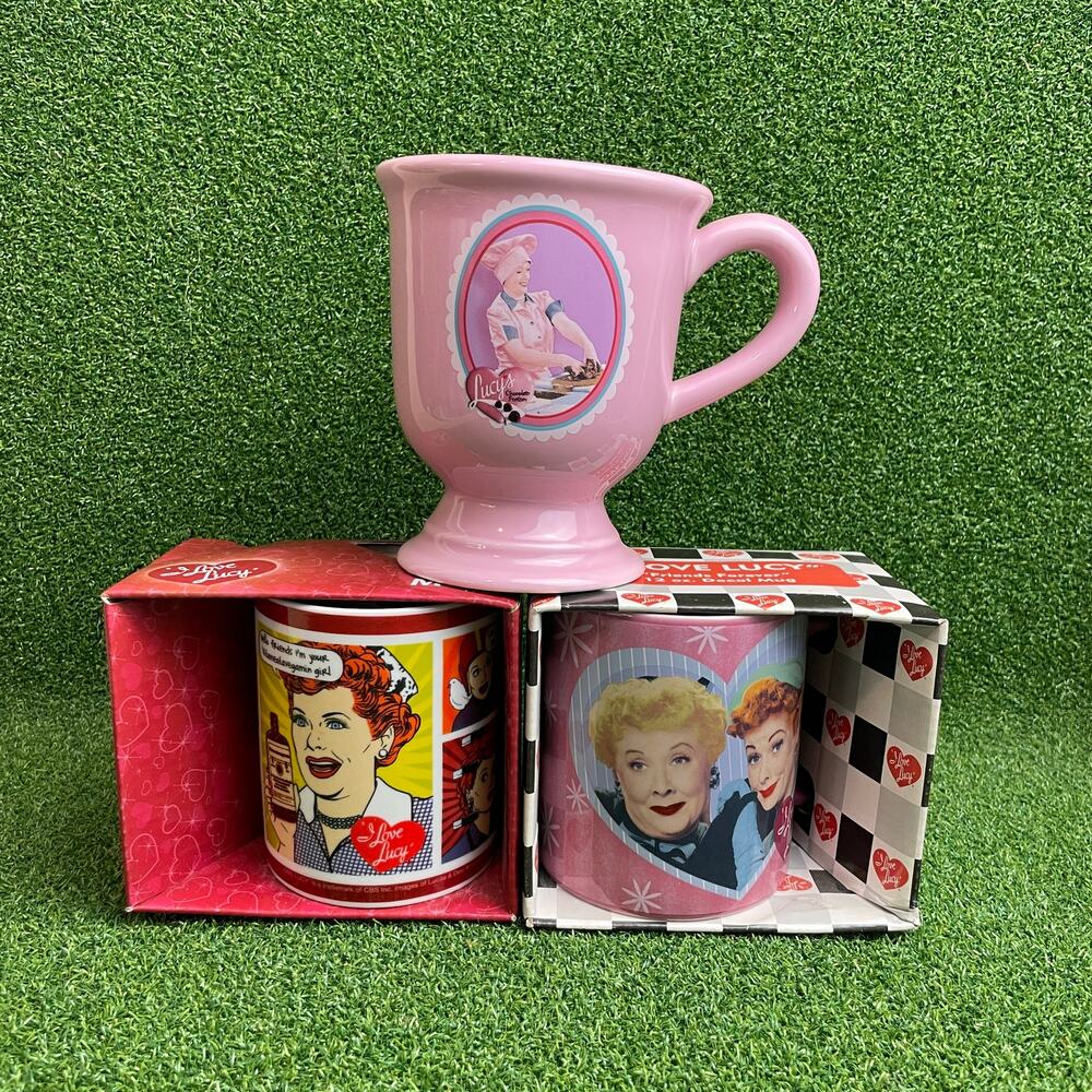 Lot of 3 I Love Lucy Ceramic Decal Coffee Mugs